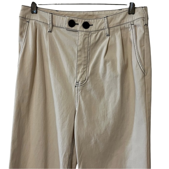 Monrow Wide Leg Pants In Off White Pockets High Rise Women’s M mom pleats - Picture 5 of 14